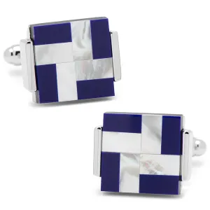 Mother of Pearl and Lapis Blue Windmill Square Cufflinks