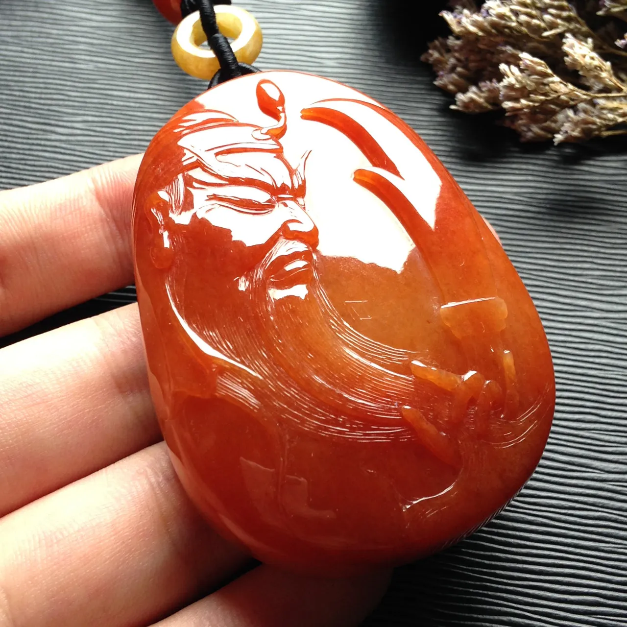 Natural Jade Pendant Jadeite Guan Gong Pendant PT381