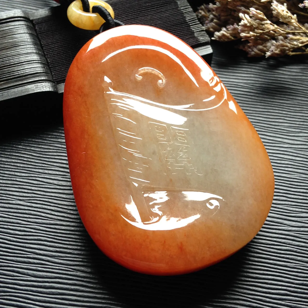 Natural Jade Pendant Jadeite Guan Gong Pendant PT381