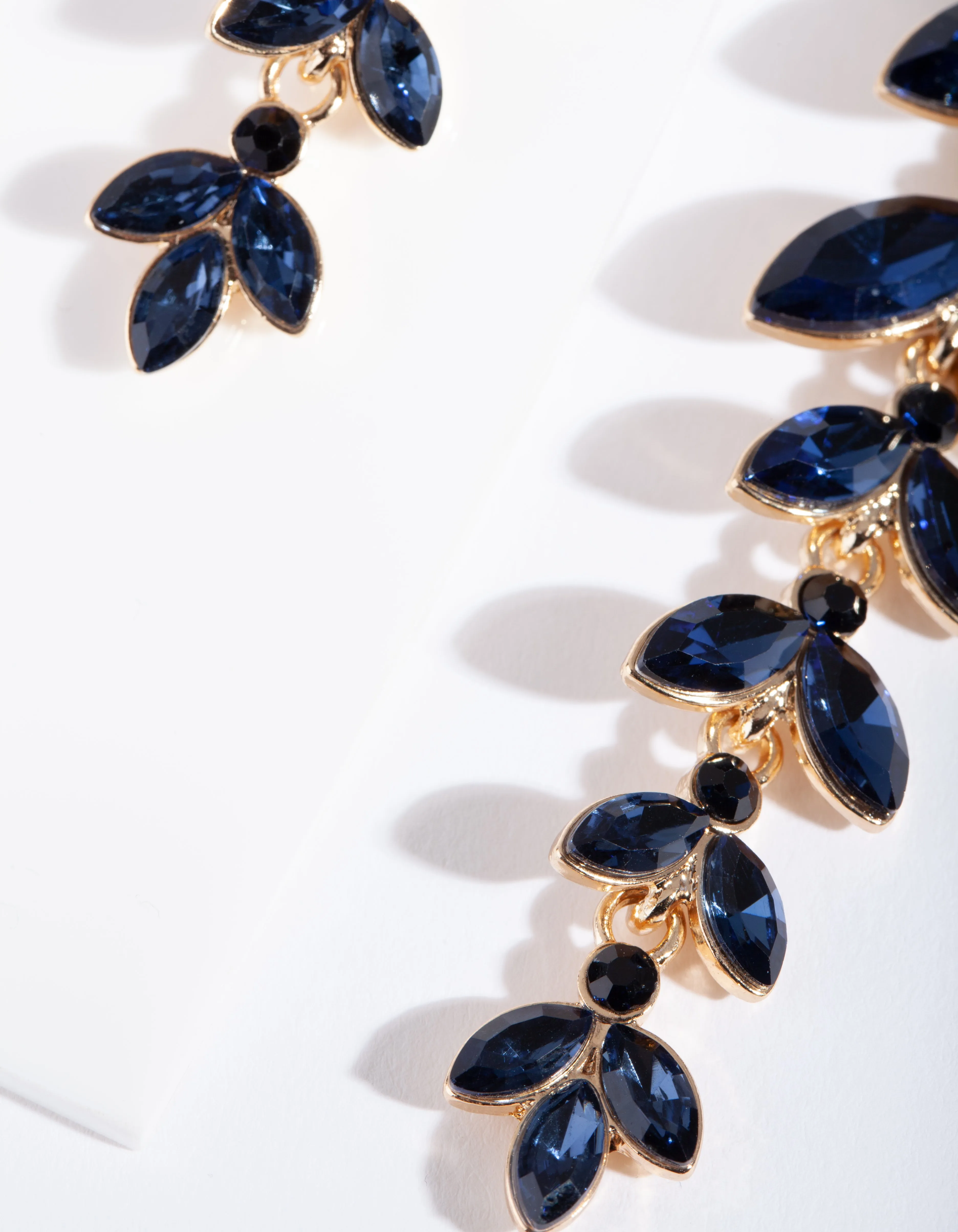 Navy Graduated Navette Earrings