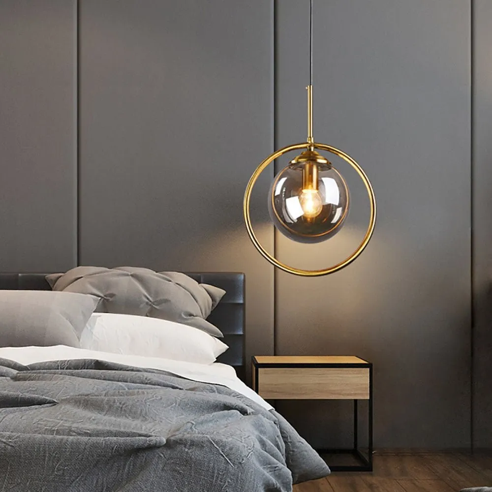 Nordic Pendant Dark Glass Gray Lights Hanglamp Bar Restaurant Bedroom Bedside Modern Glass Ball