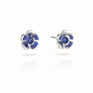 Orchid Garden Small Stud Earrings - Sterling Silver - Sapphire