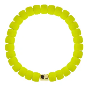 PALM TREE Ingot on Yellow Glass Bead Bracelet