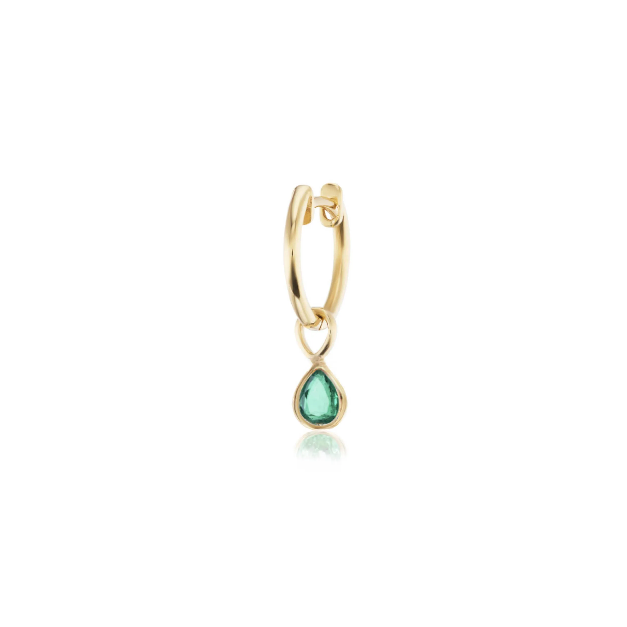 Pear Emerald Bezel Huggie