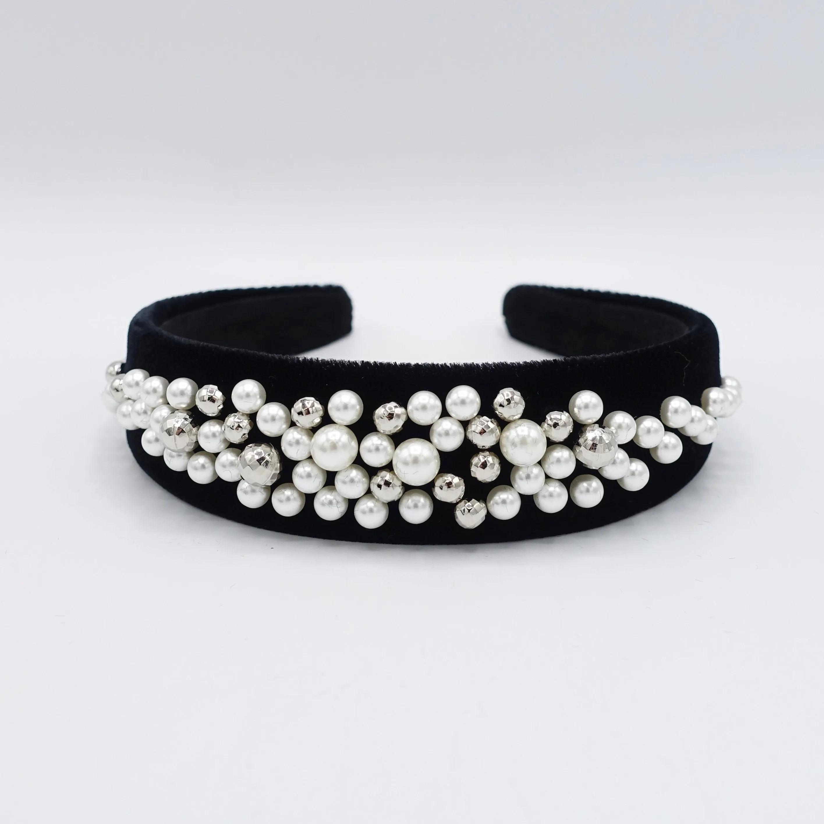 pearl luxury double velvet black fashion headband women hairband