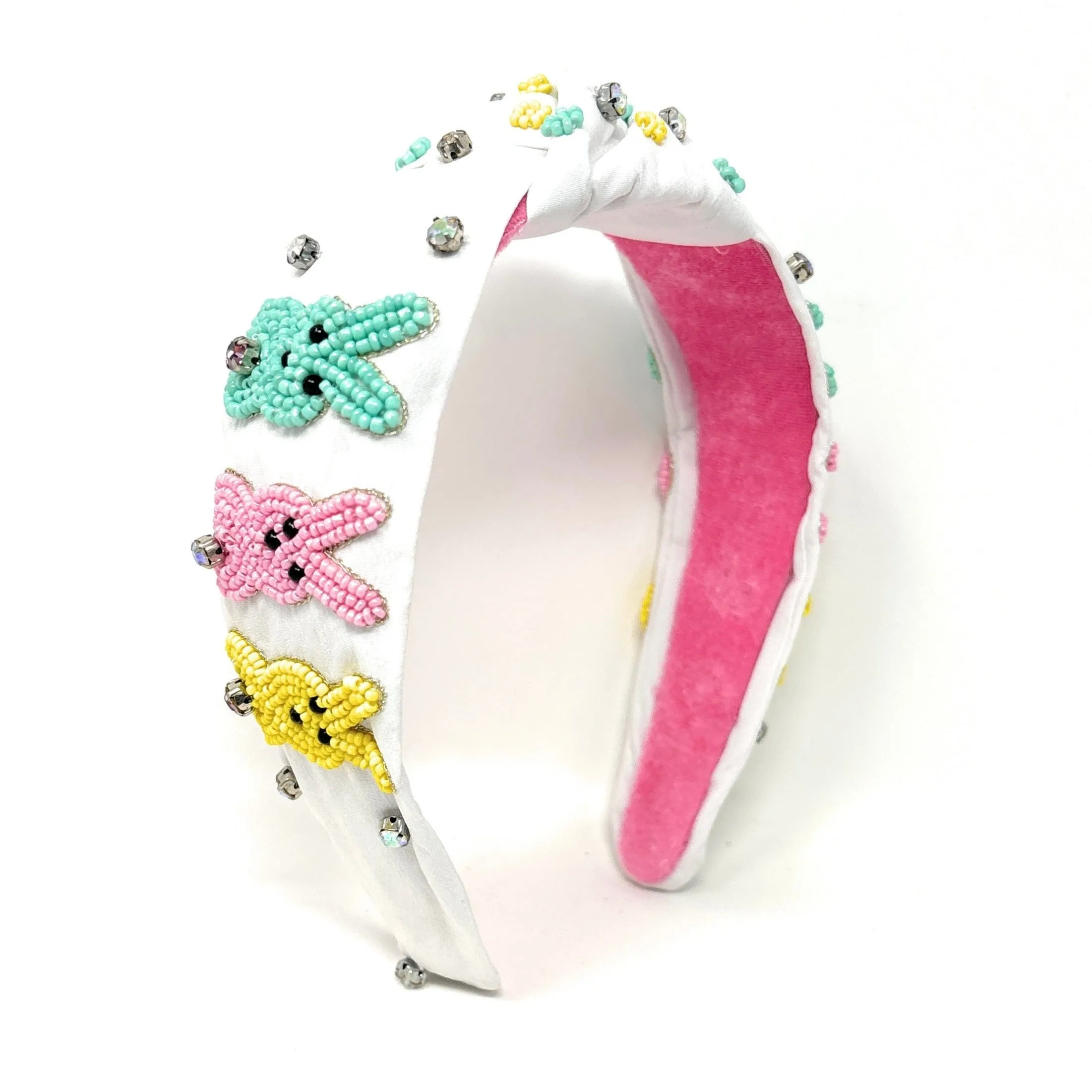 Peeps Bunny Hand Beaded Knot Headband