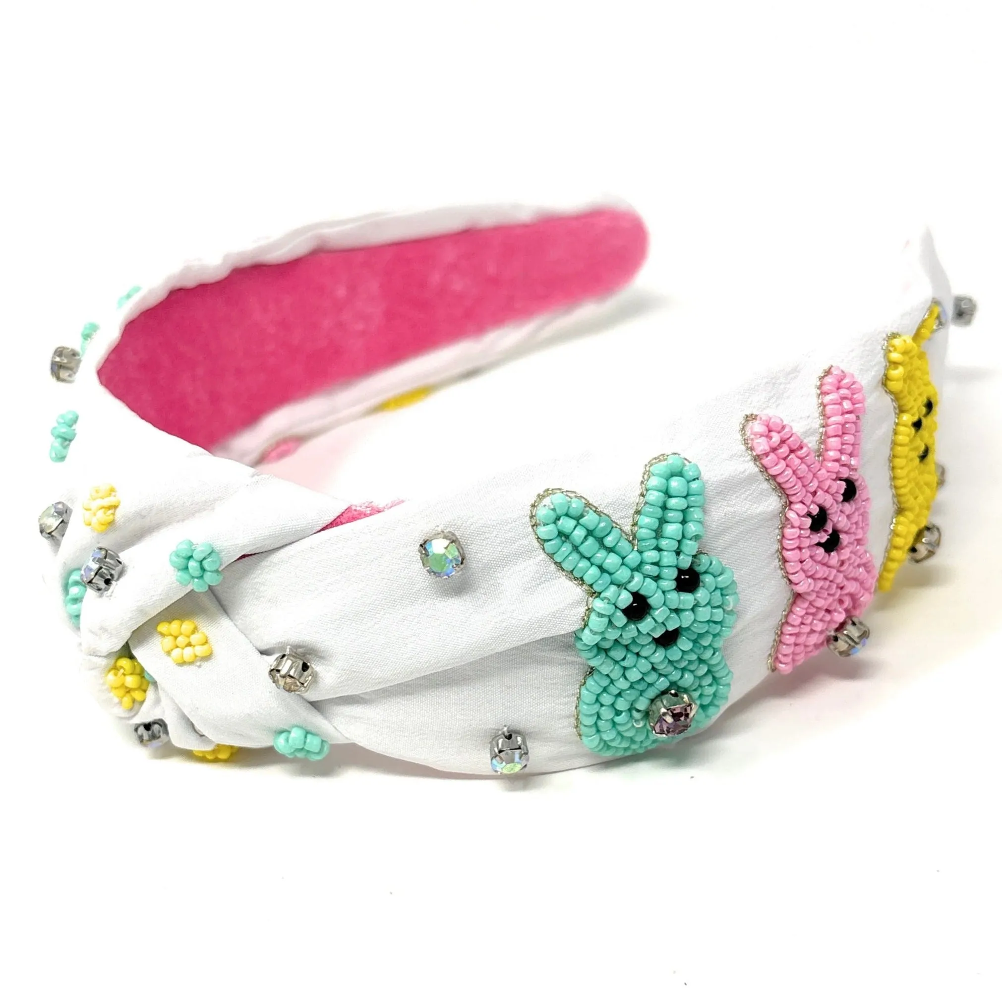 Peeps Bunny Hand Beaded Knot Headband