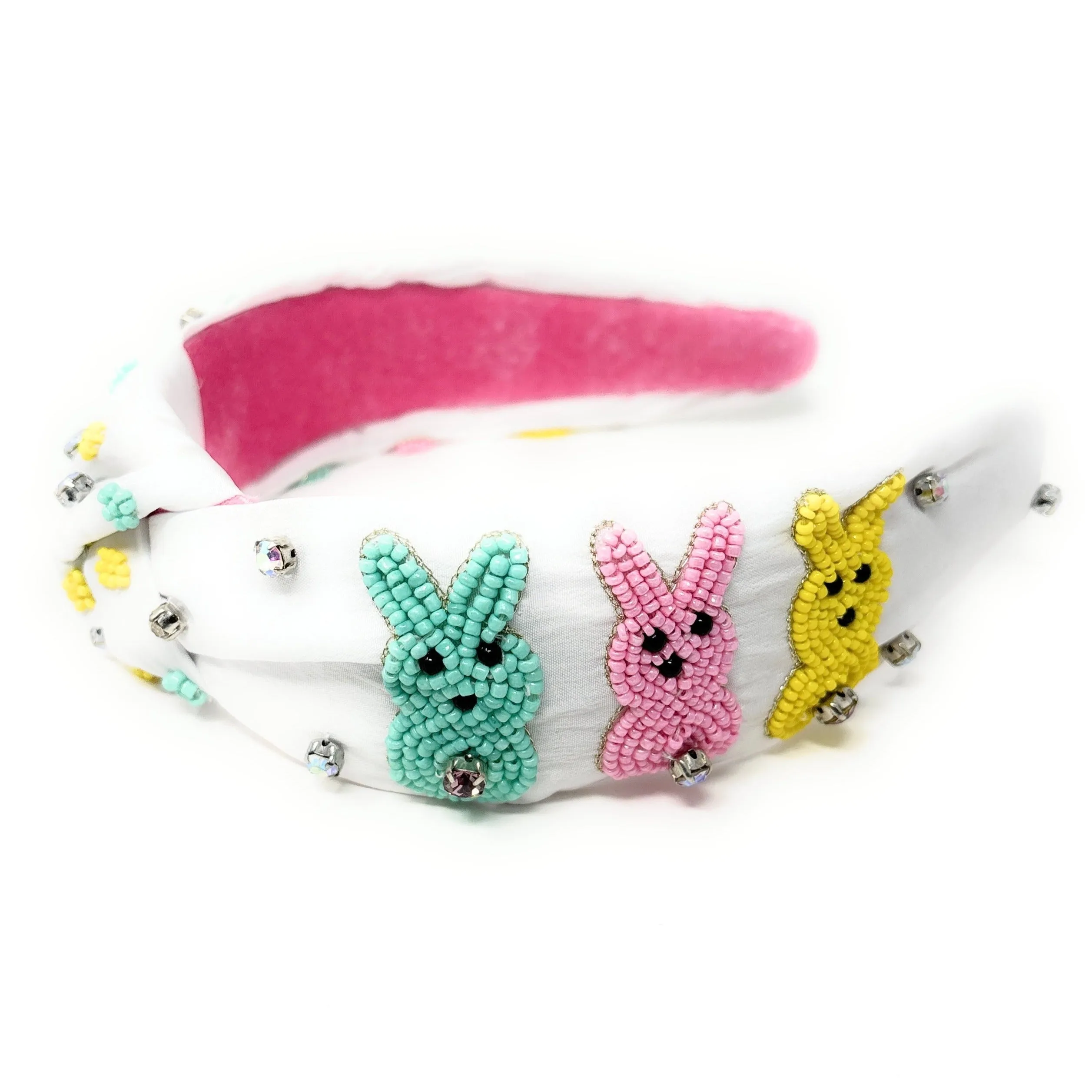 Peeps Bunny Hand Beaded Knot Headband