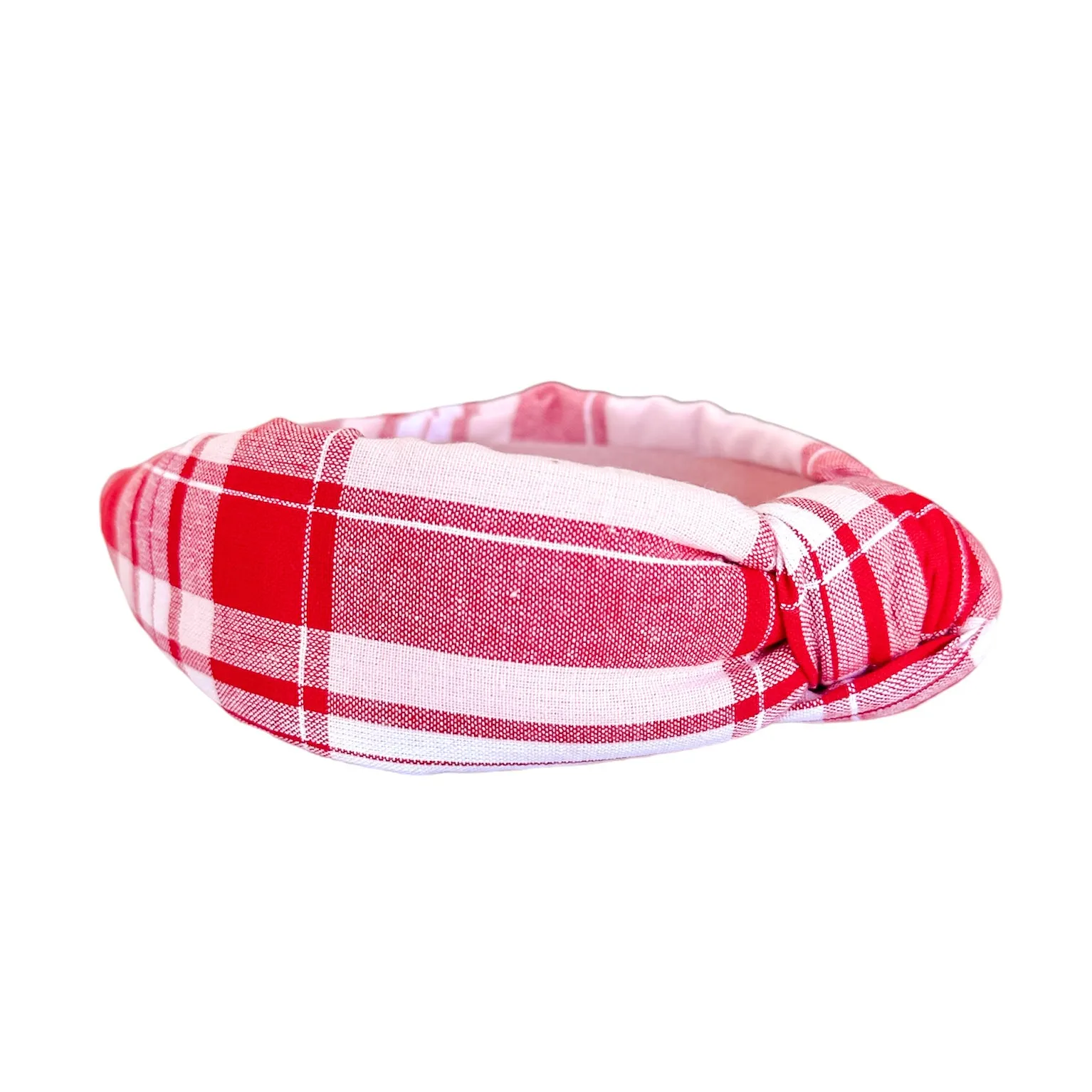 Pink & Red Plaid Knotted headband