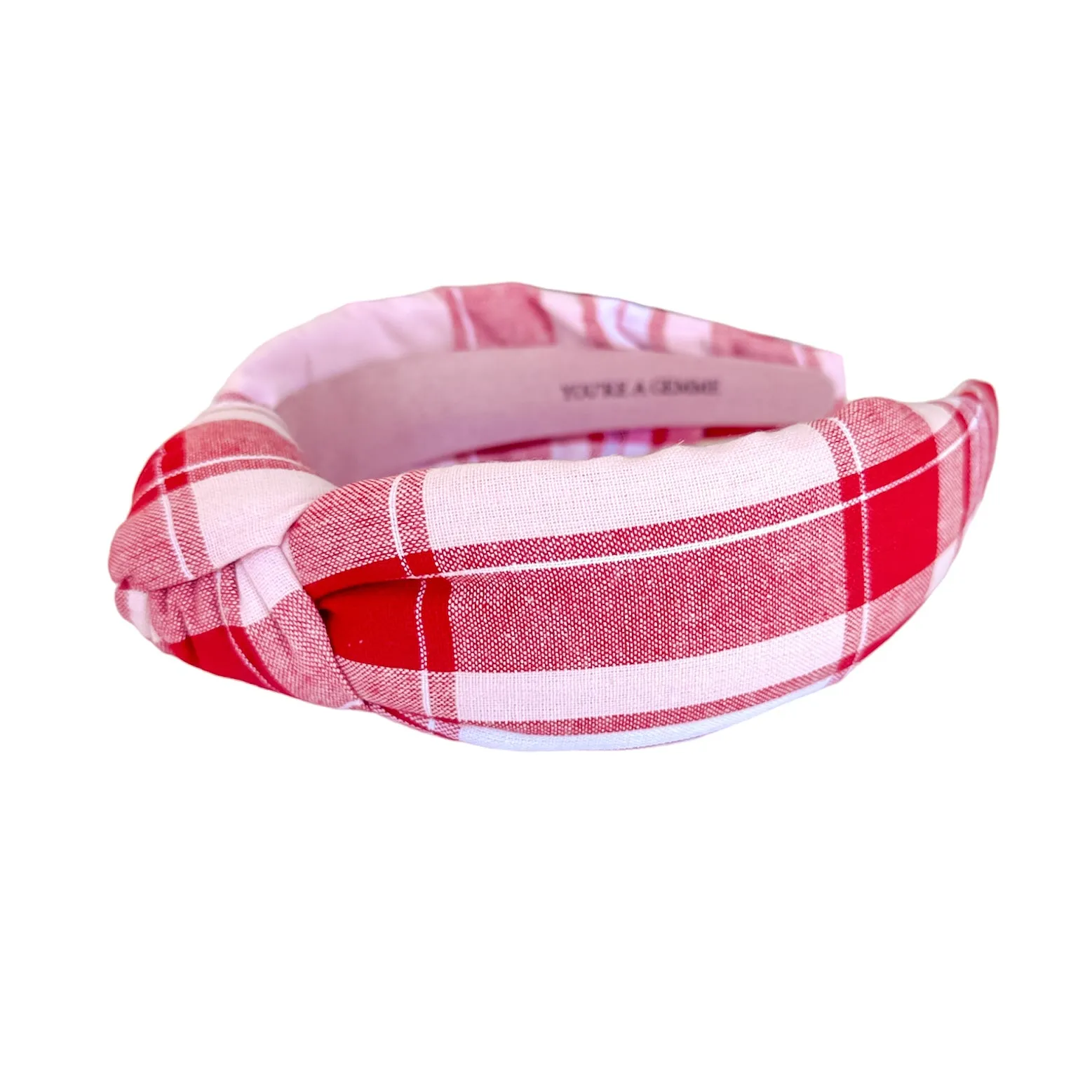 Pink & Red Plaid Knotted headband