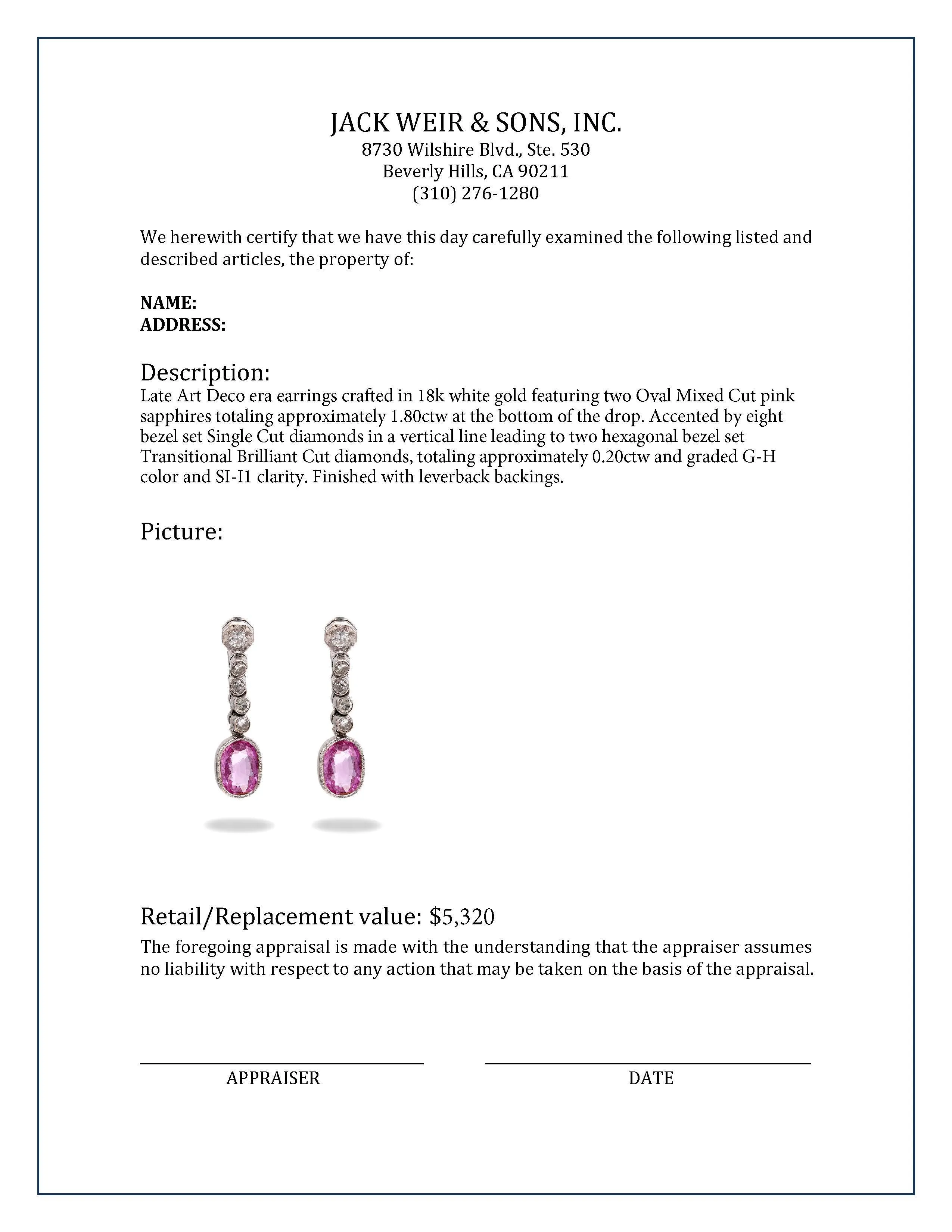 Pink Sapphire and Diamond Drop Earrings