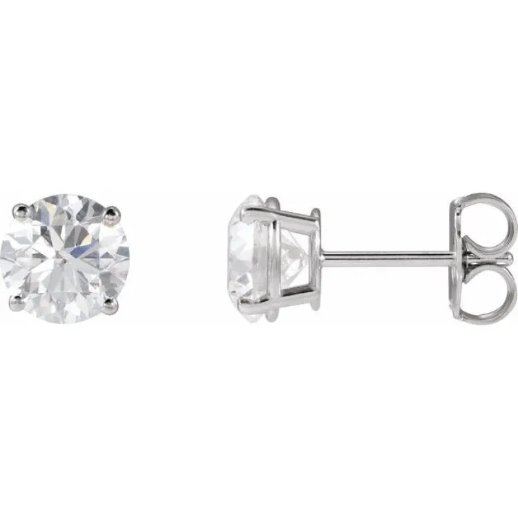 Platinum 6 mm Natural Aquamarine Stud Earrings