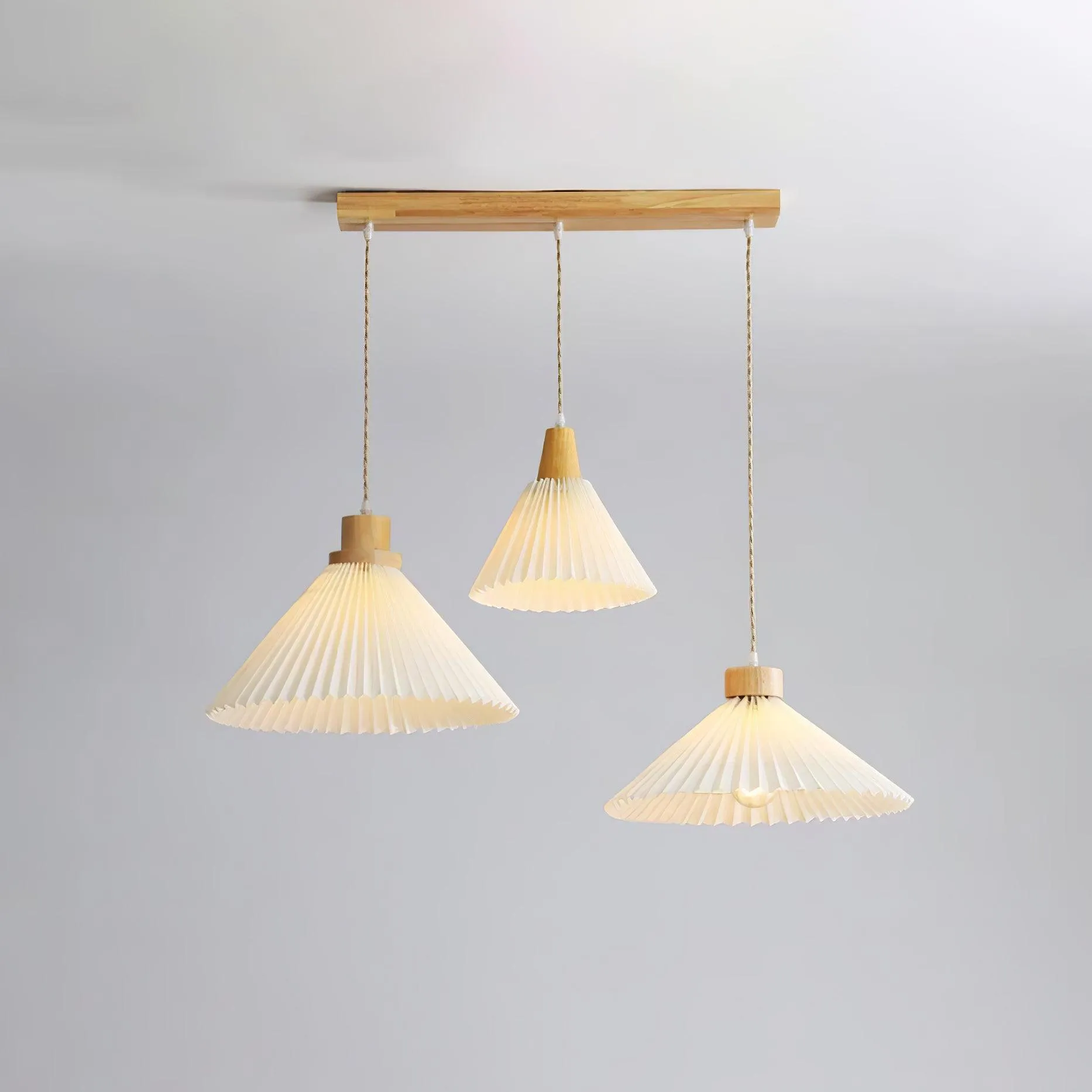 Pleated Wooden Pendant Light