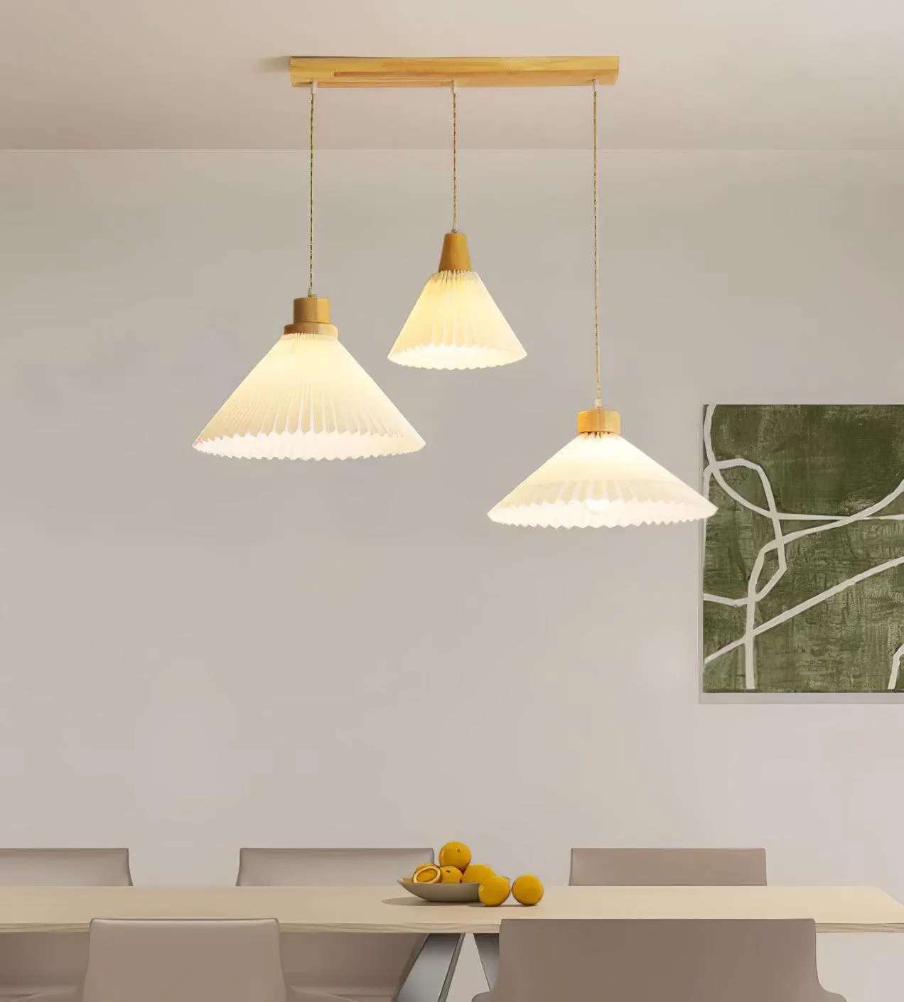 Pleated Wooden Pendant Light