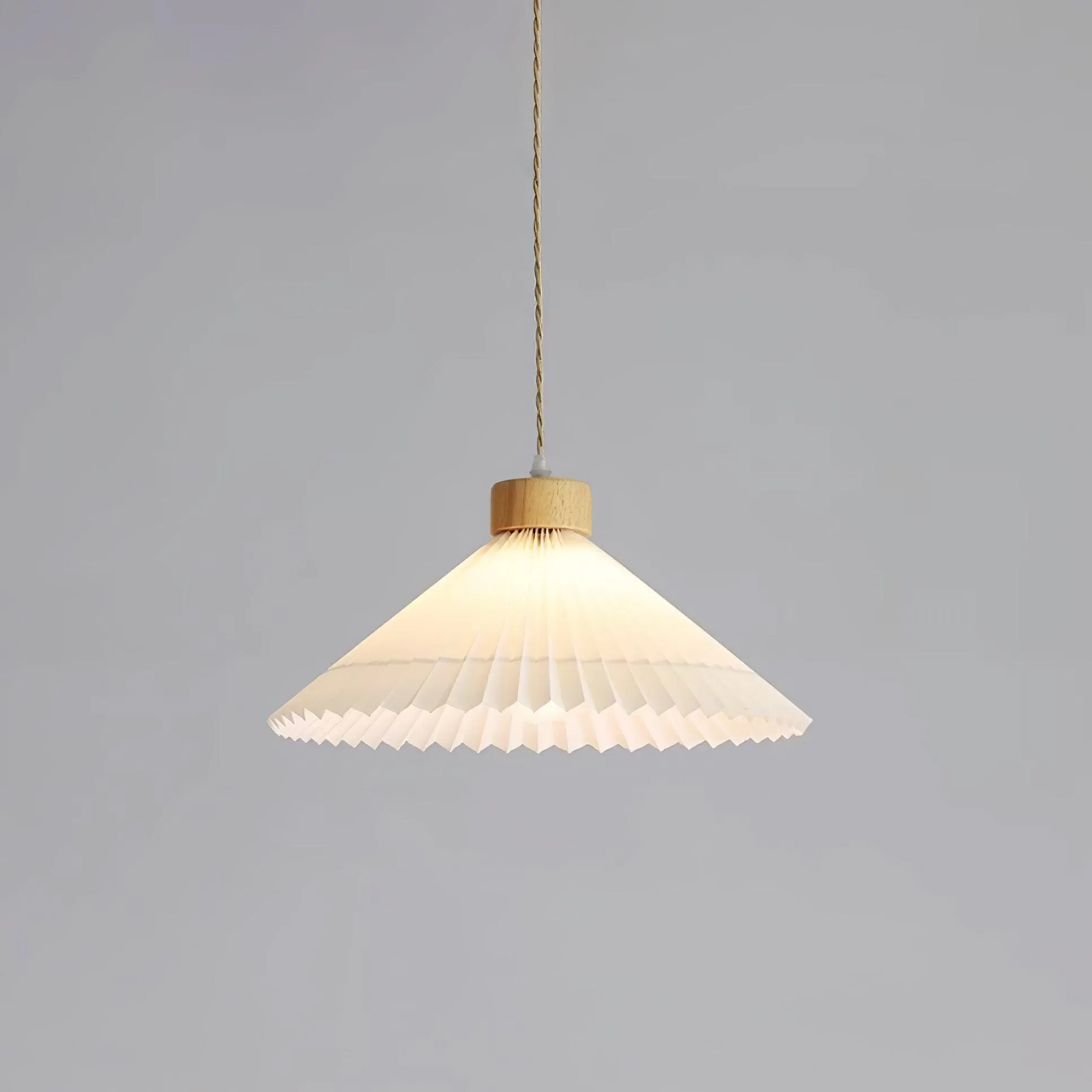 Pleated Wooden Pendant Light