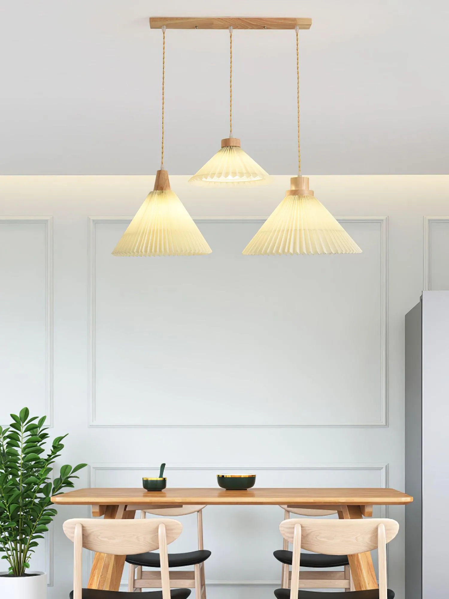 Pleated Wooden Pendant Light