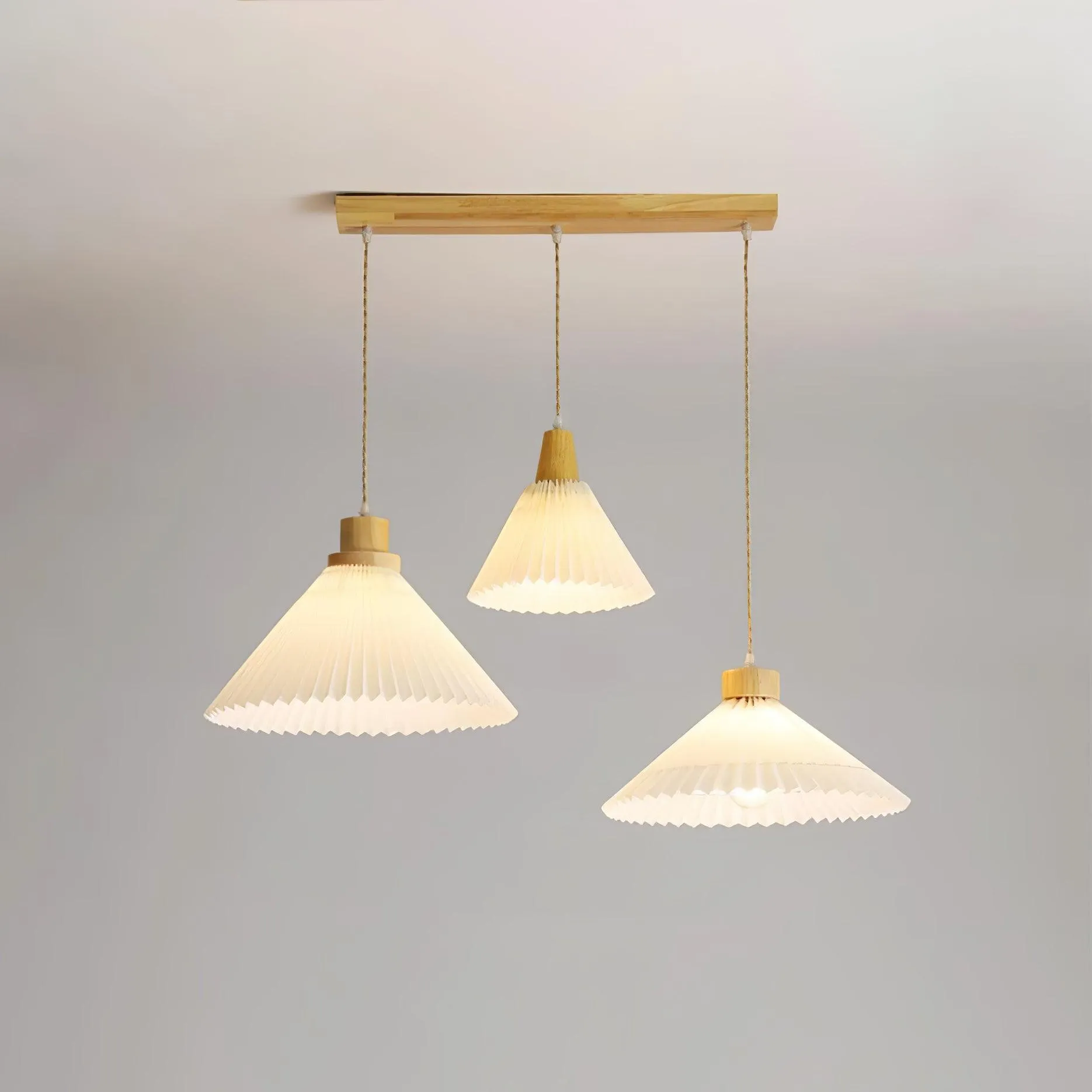 Pleated Wooden Pendant Light