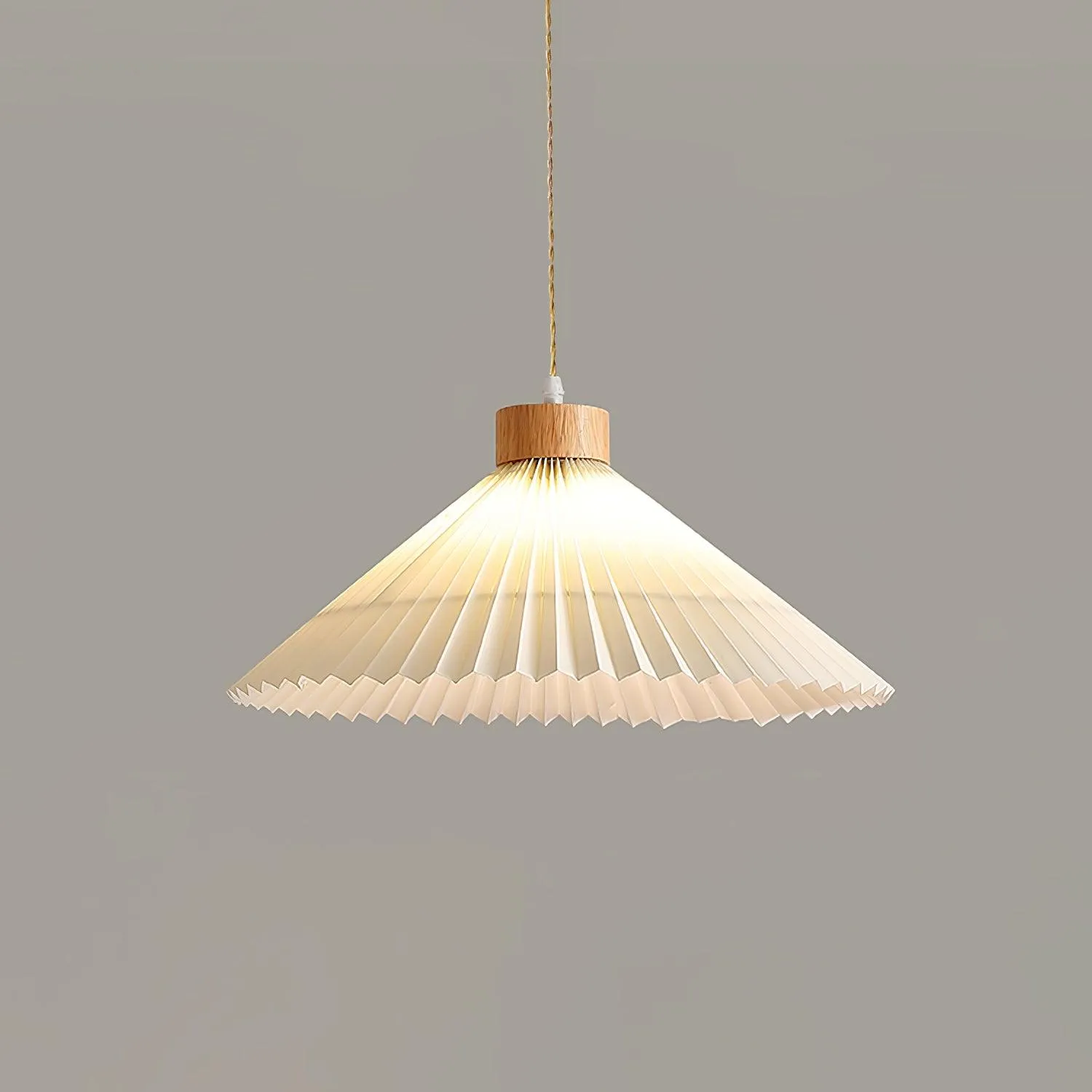 Pleated Wooden Pendant Light