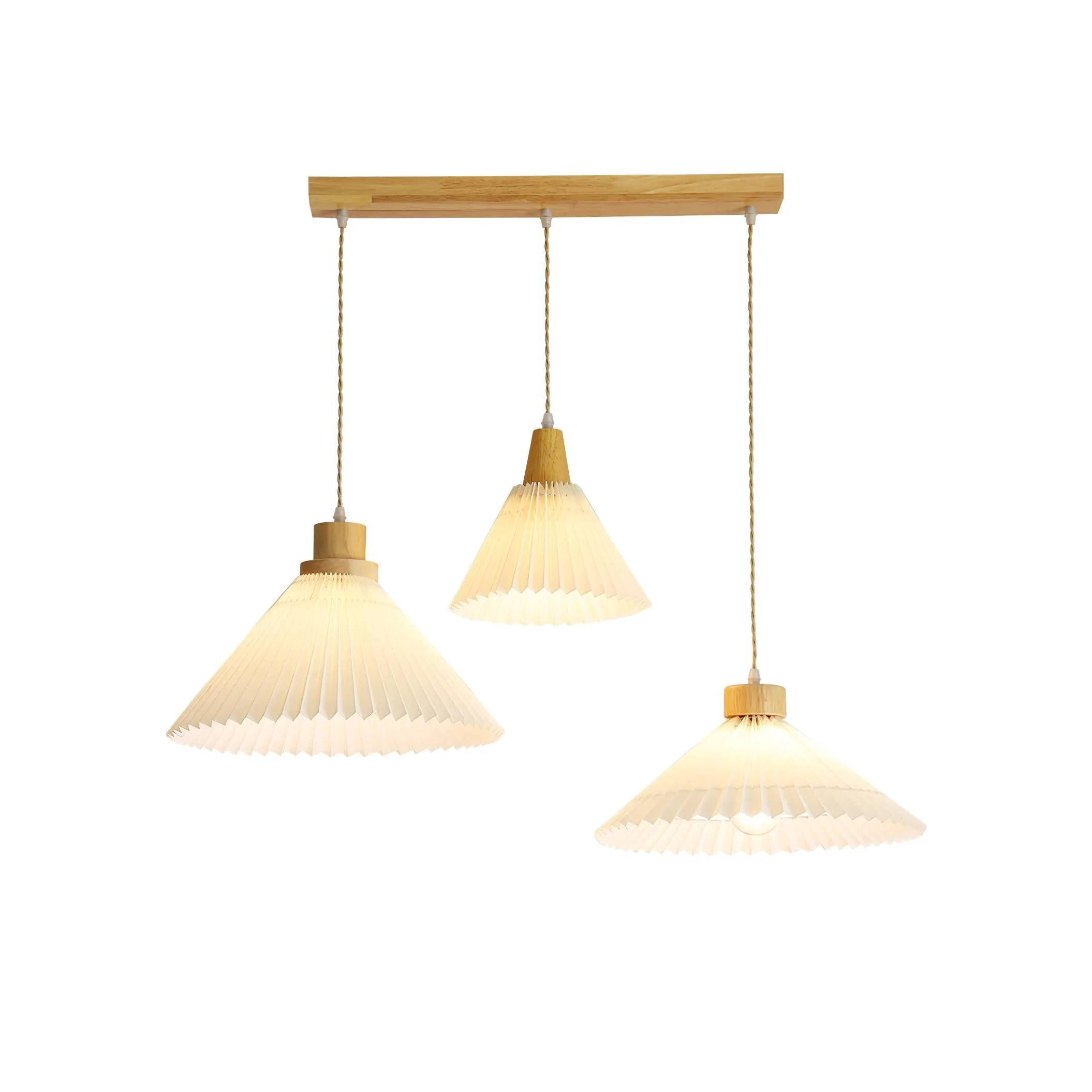 Pleated Wooden Pendant Light