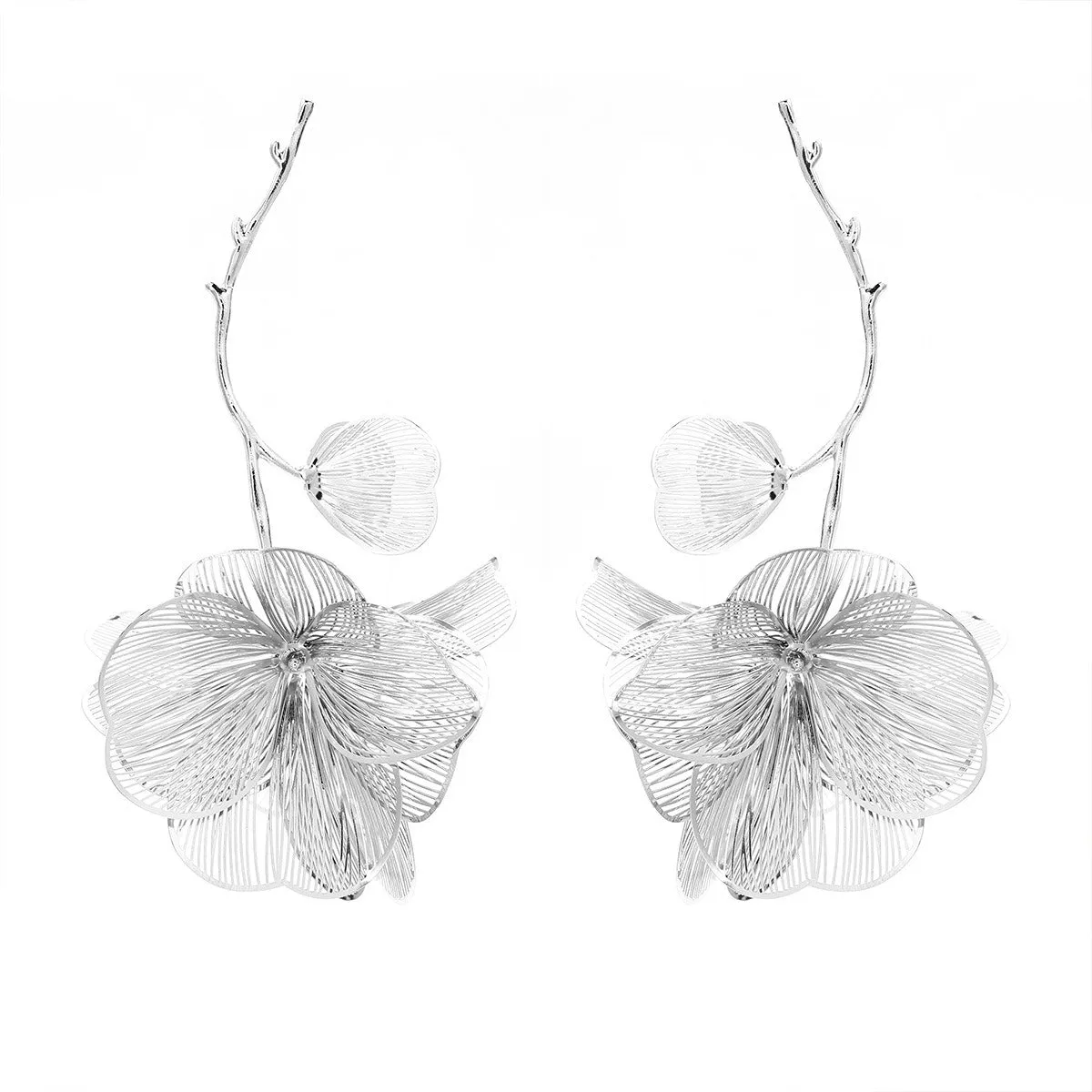 Pre Order:  Exaggerated Metal Flower Earrings