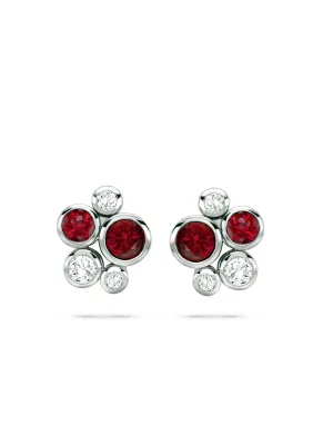 Raindance Platinum Ruby Cluster Earrings