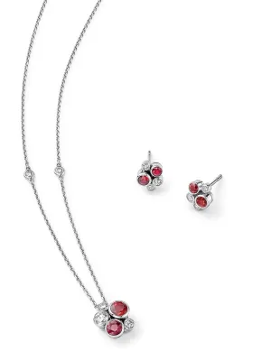 Raindance Ruby Platinum Cluster Pendant and Earrings Set