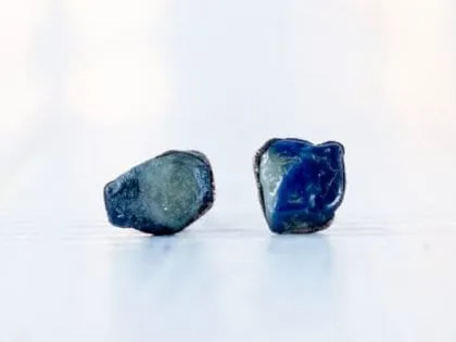 Raw sapphire earrings | Blue sapphire earrings