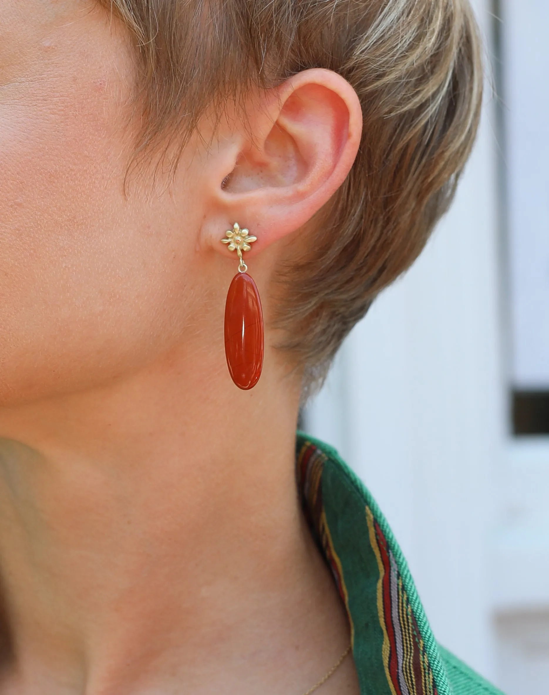 Red Jasper Lily Drop Earrings