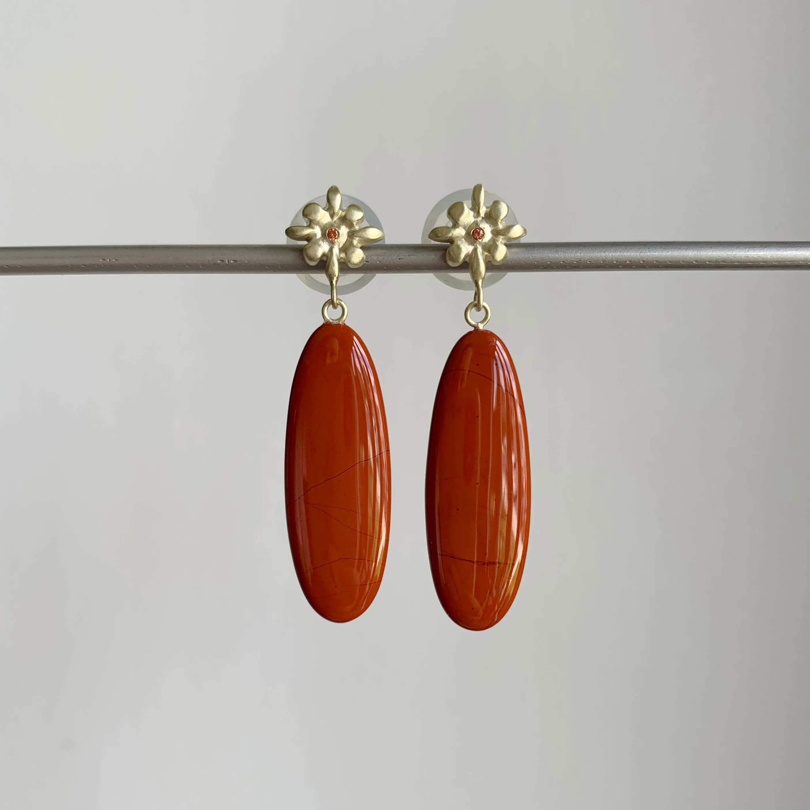 Red Jasper Lily Drop Earrings