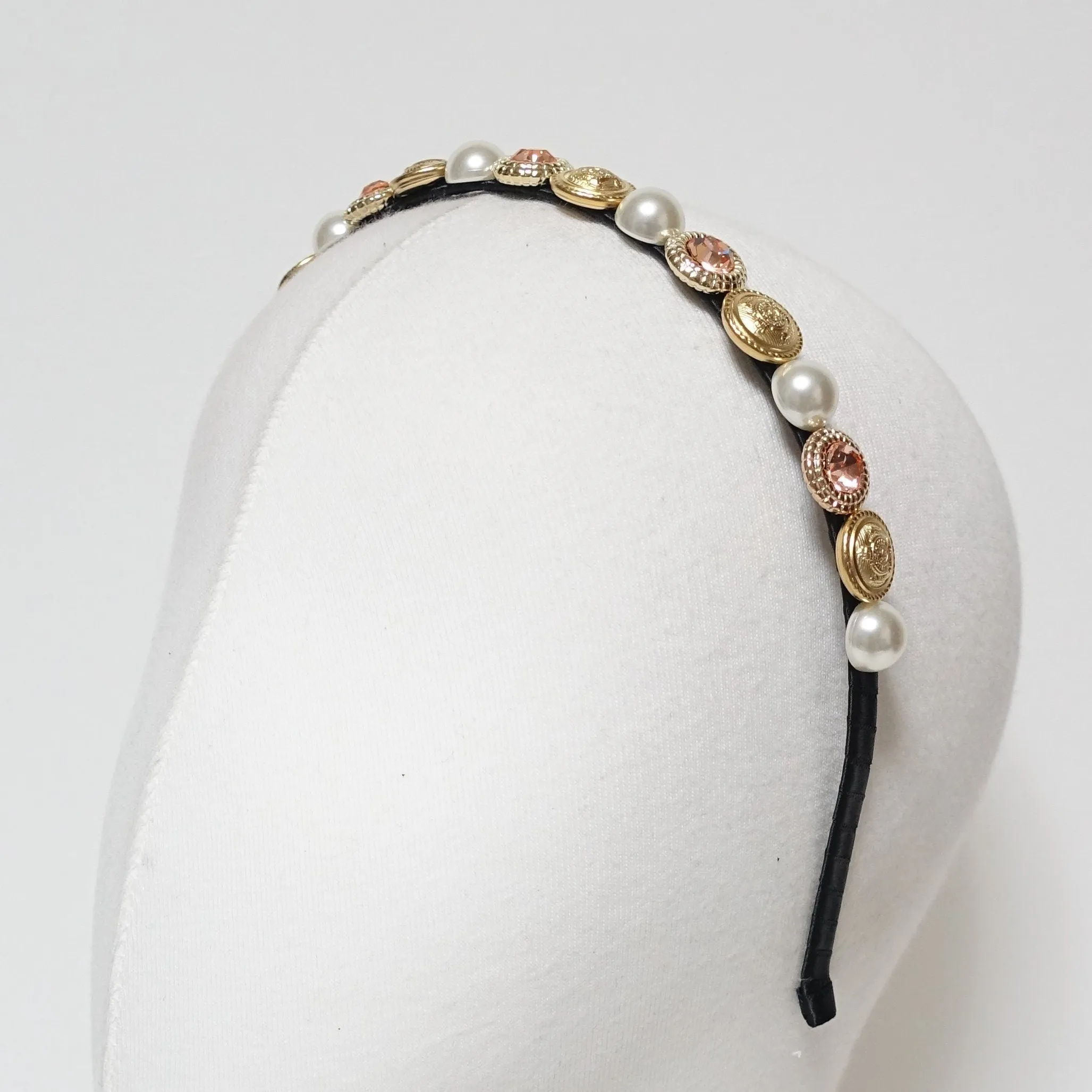 rhinestone pearl decorated headband embellished thin hairband woman hair accessory