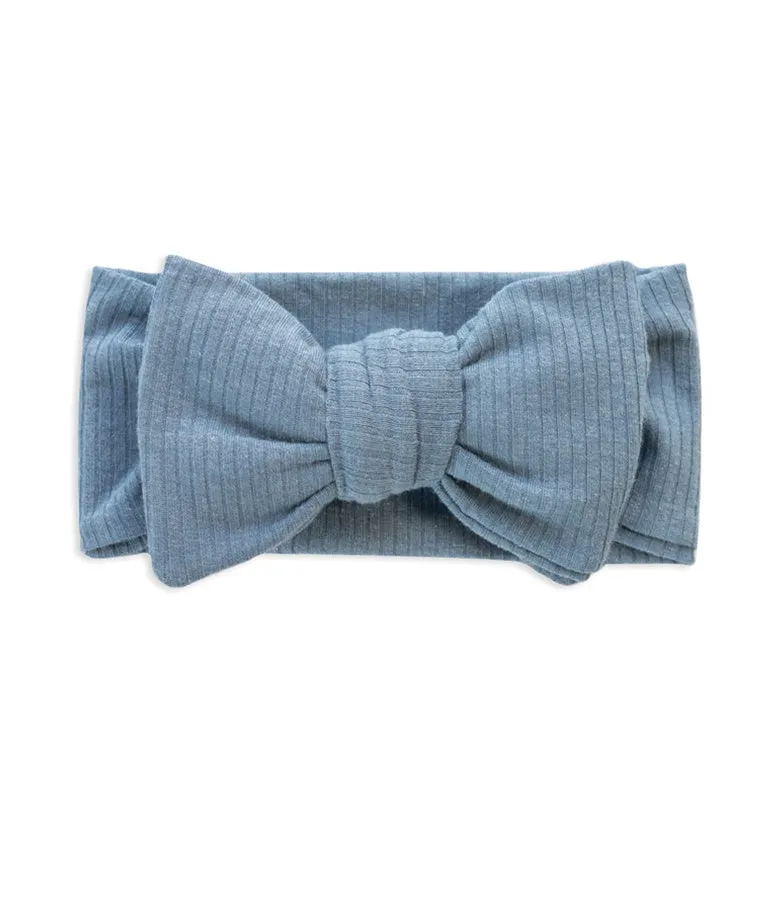 Ribbed Bow Headband - Ocean