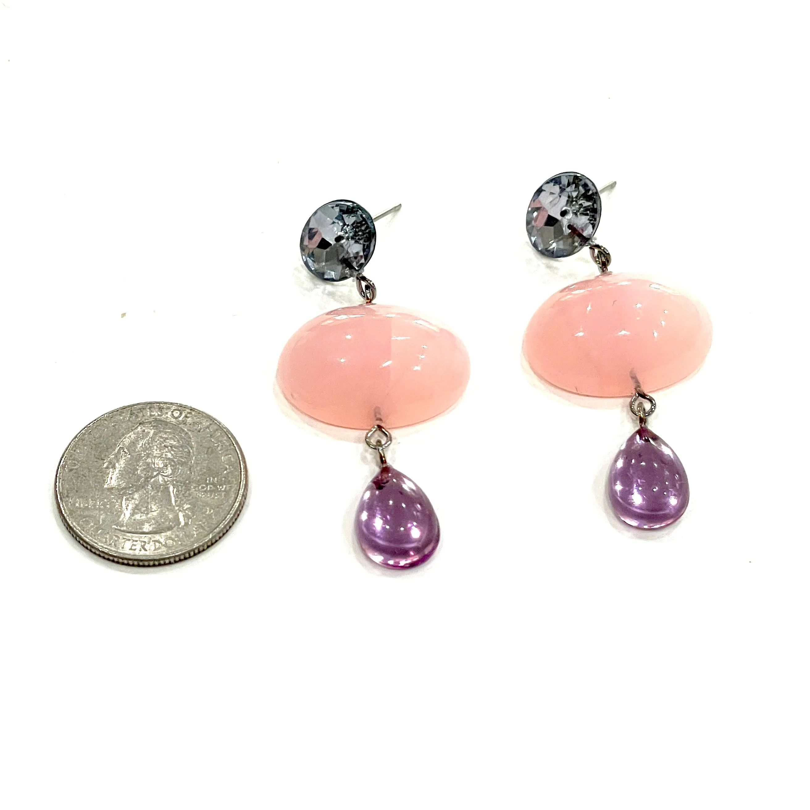 Rose Amethyst & light sapphire Trinket Earrings