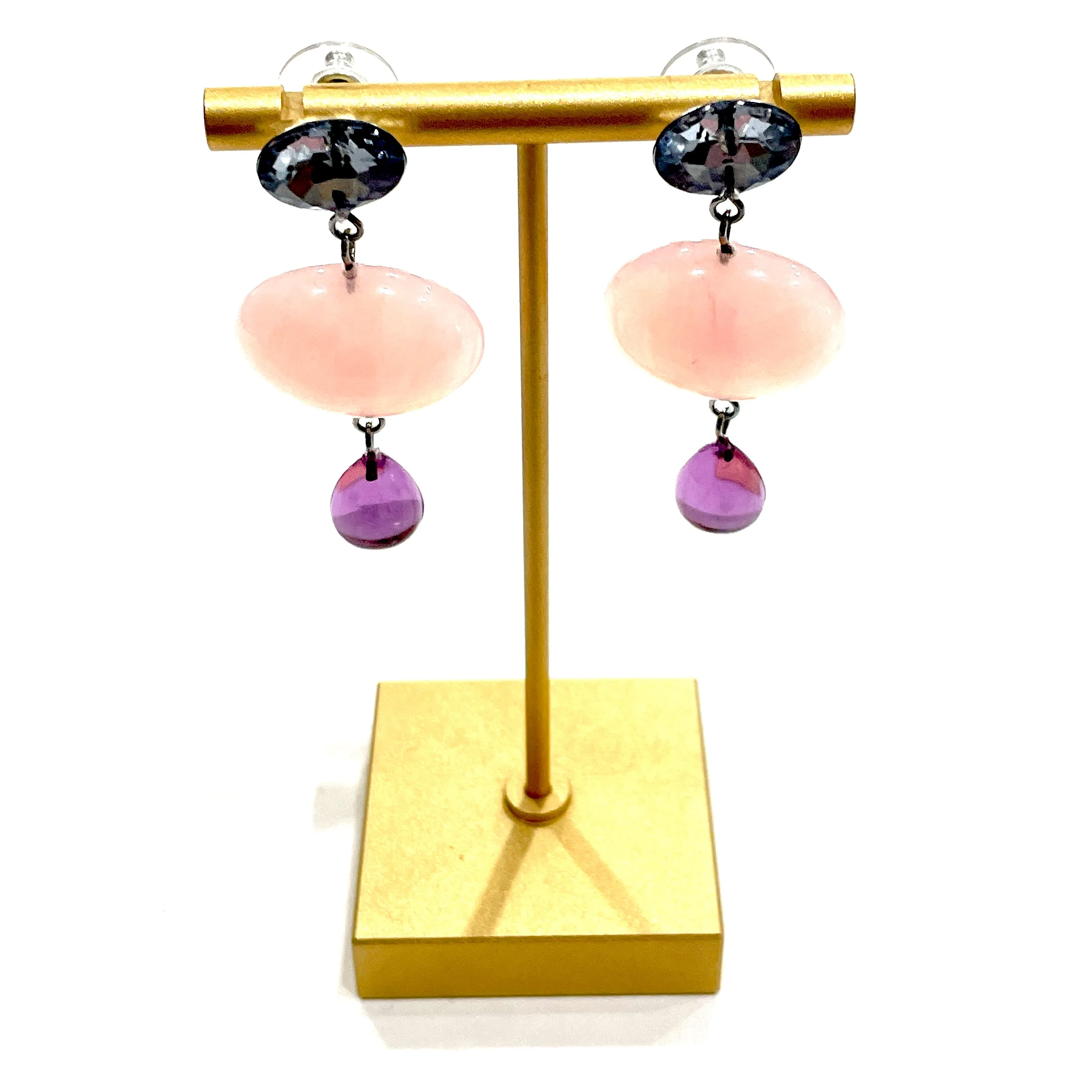 Rose Amethyst & light sapphire Trinket Earrings