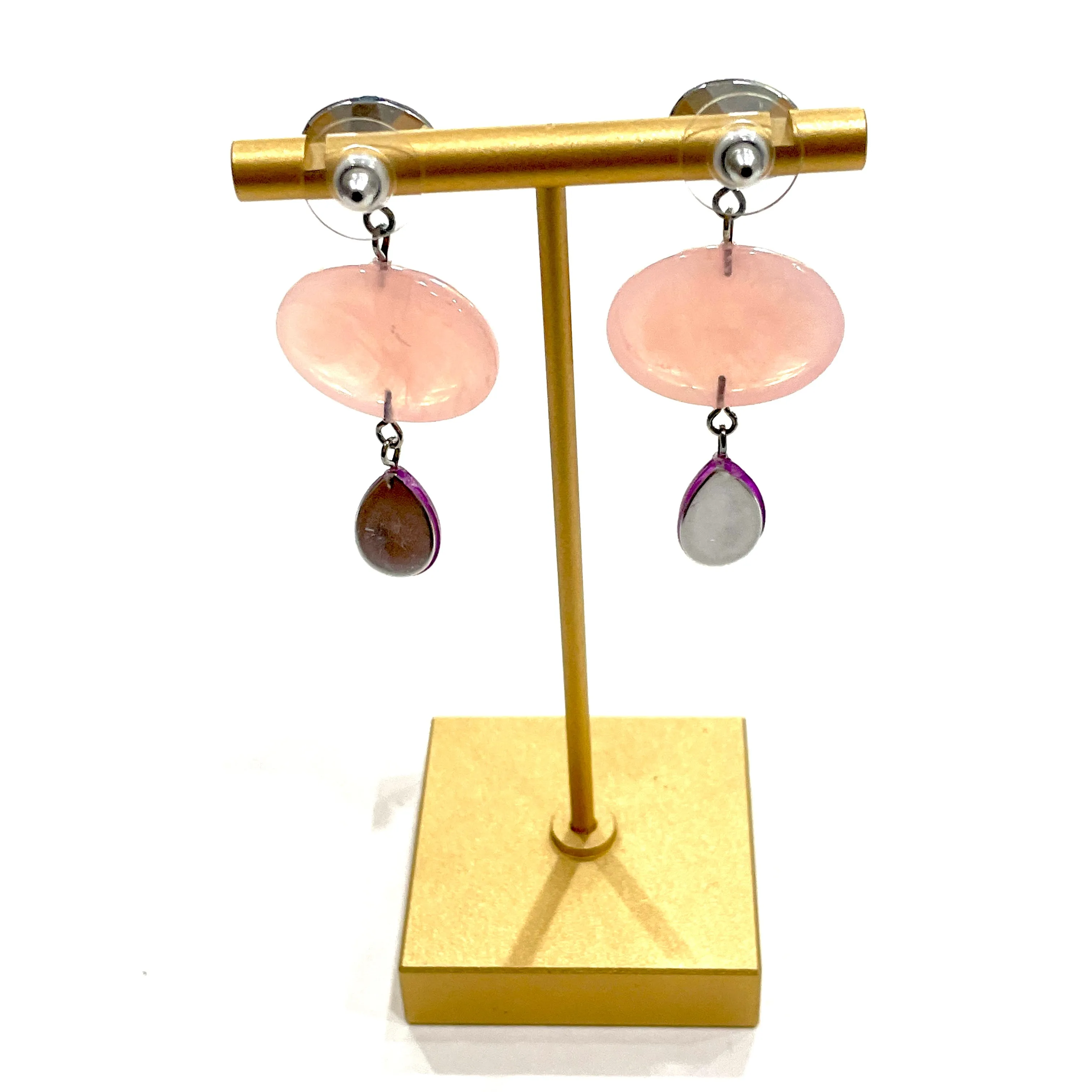 Rose Amethyst & light sapphire Trinket Earrings