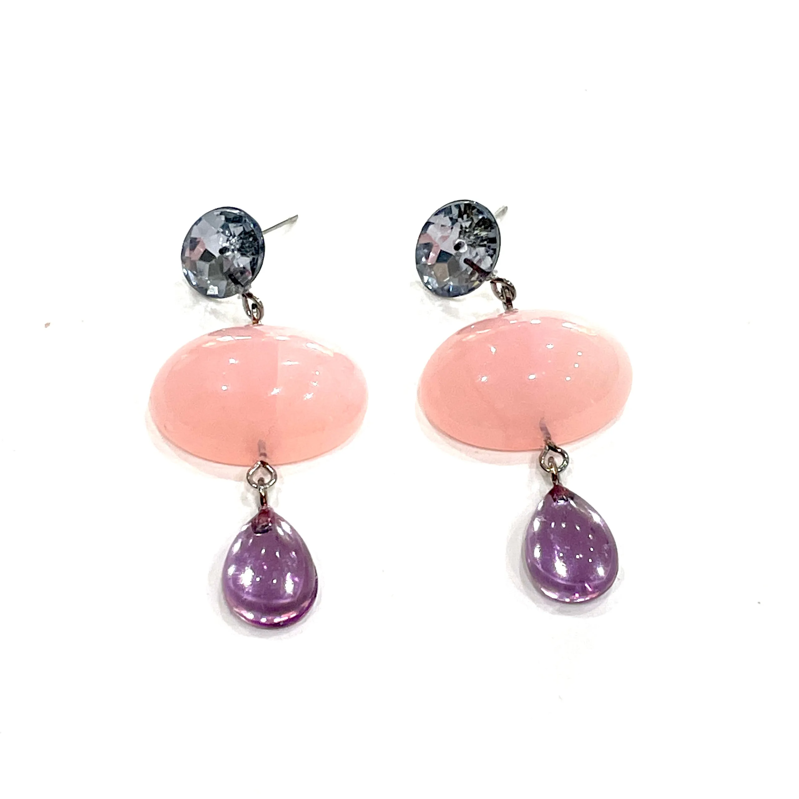 Rose Amethyst & light sapphire Trinket Earrings