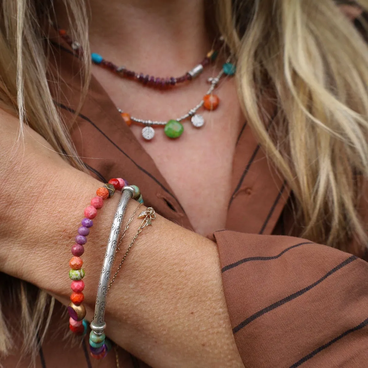 Round Fossil Coral Bracelet