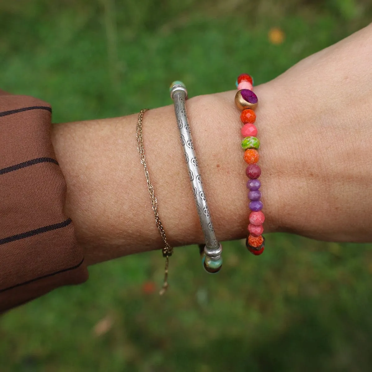 Round Fossil Coral Bracelet