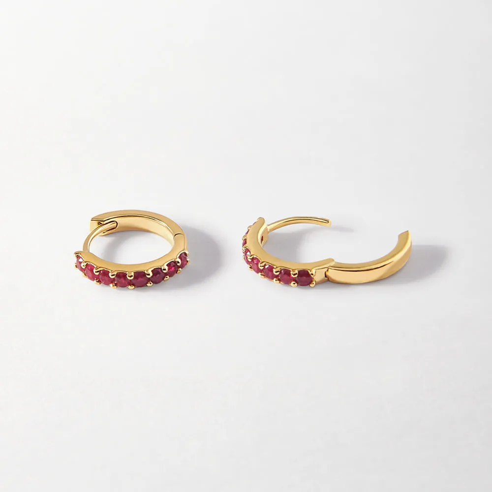 Ruby Pavé Huggie Earrings