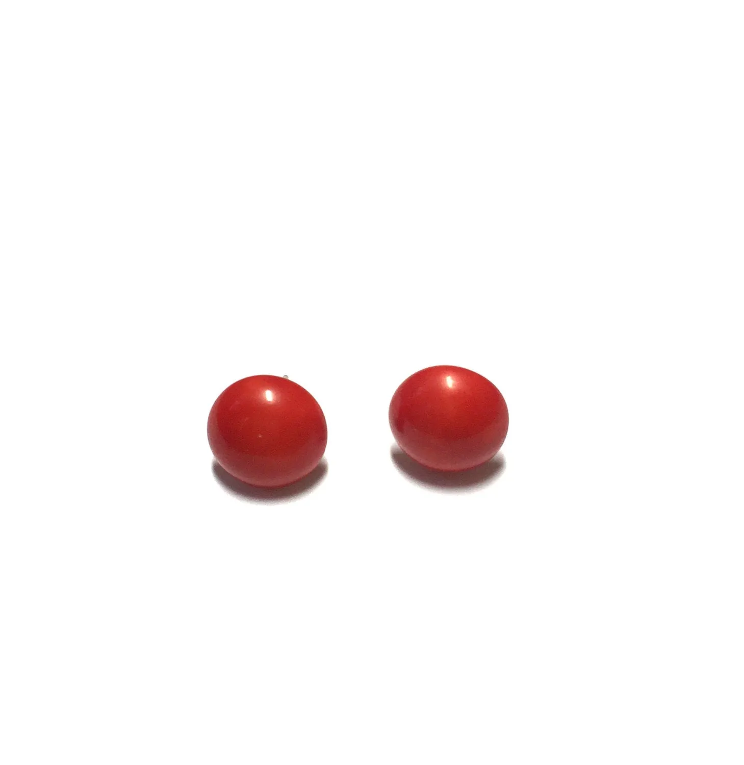 Rusty Red Retro Button Earrings