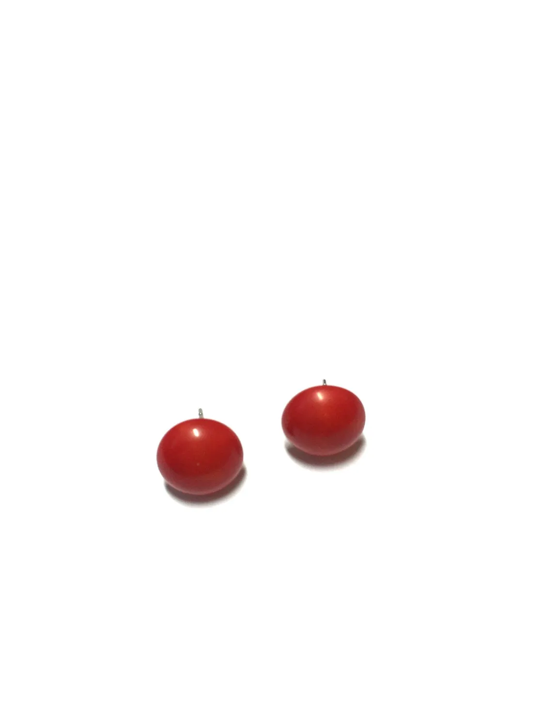 Rusty Red Retro Button Earrings