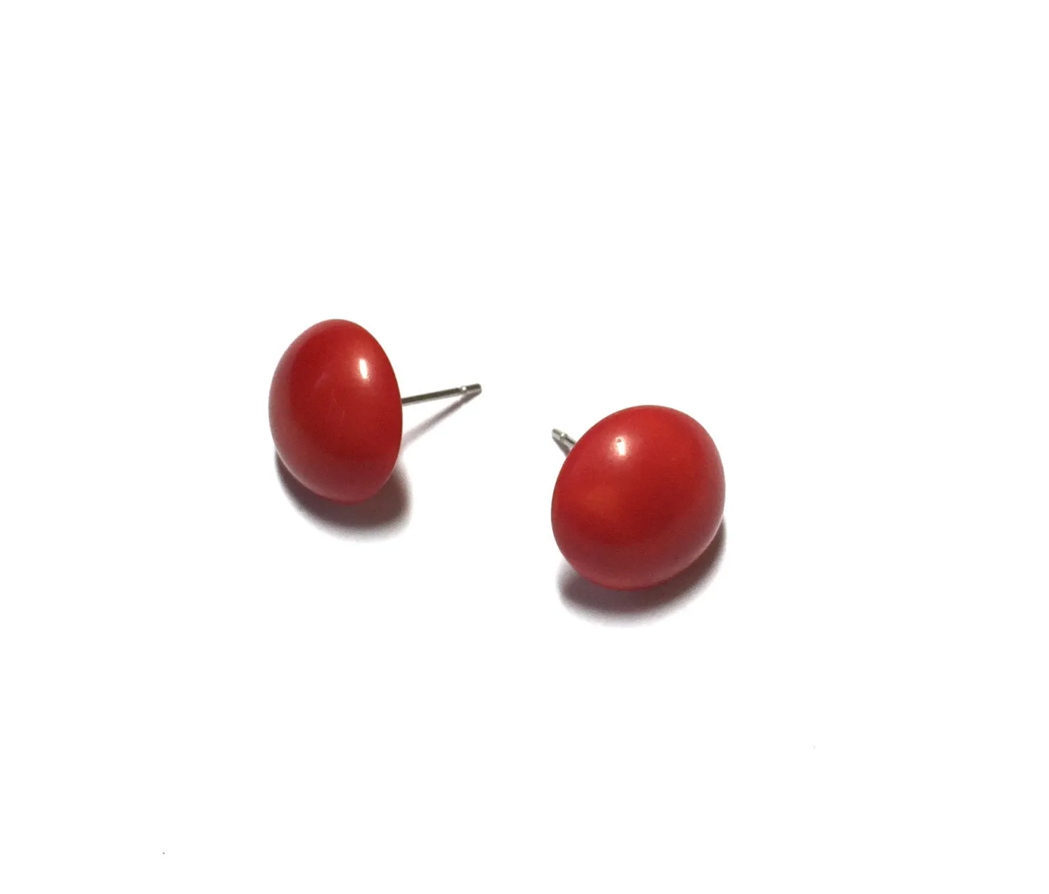 Rusty Red Retro Button Earrings