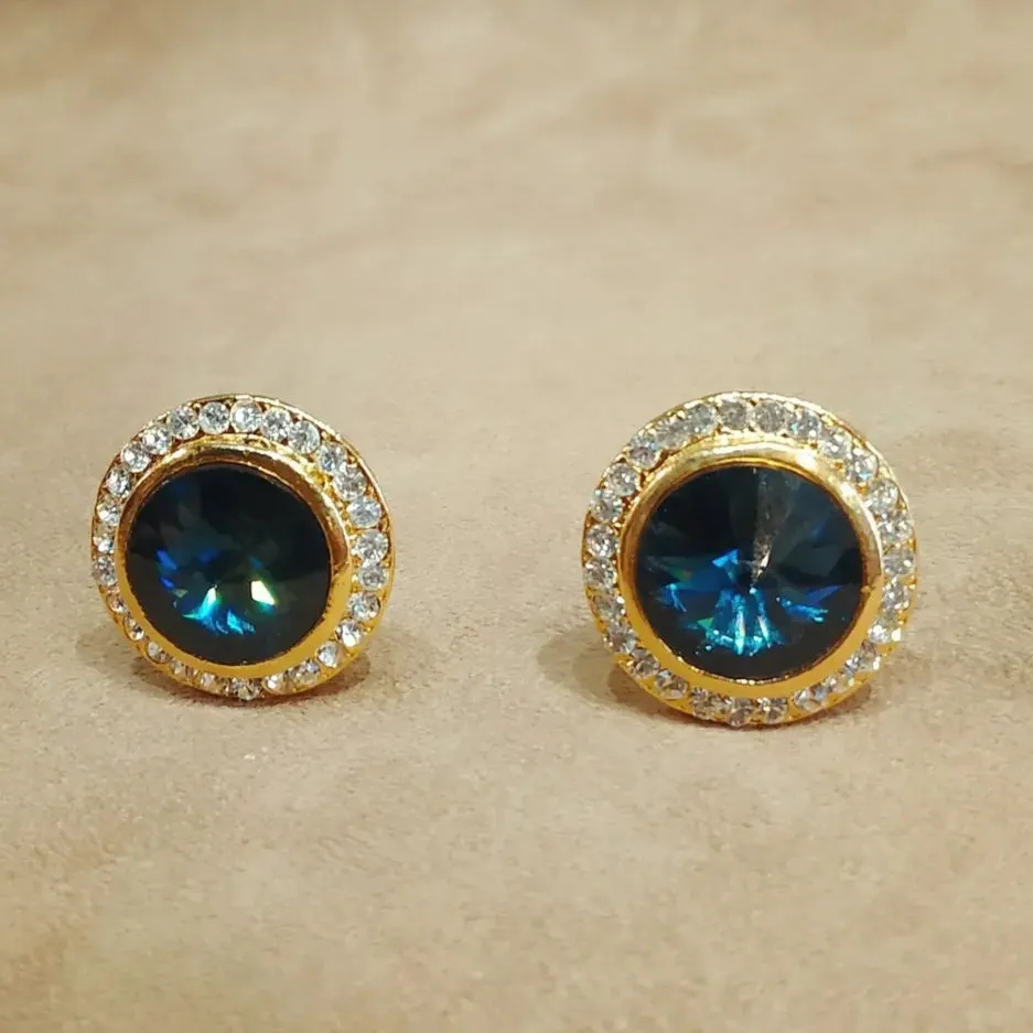 Sapphire blue round clip on earrings