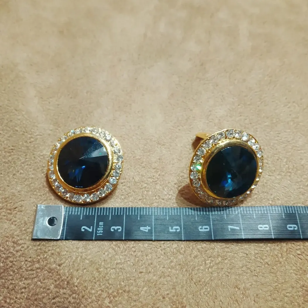 Sapphire blue round clip on earrings