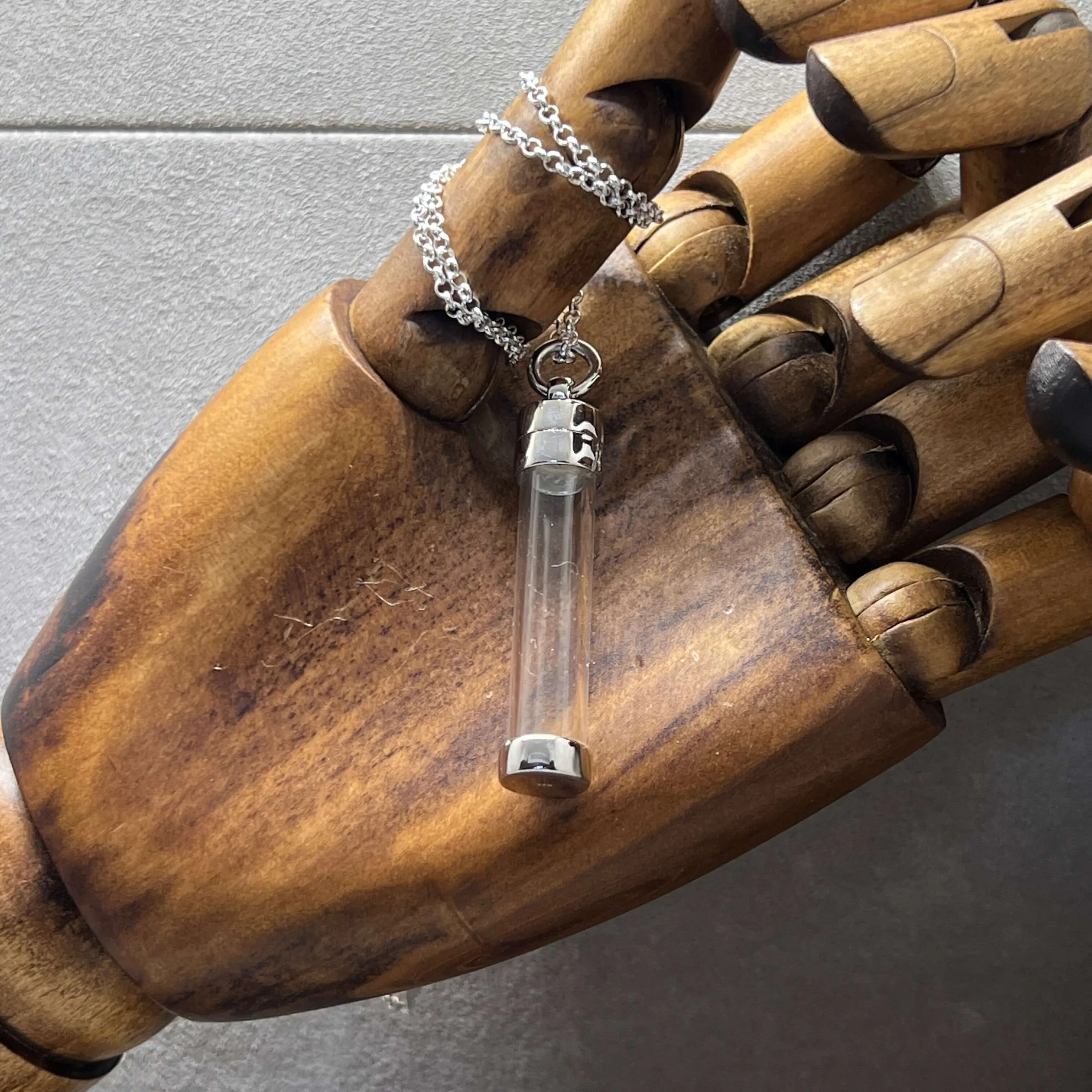 Screw Top Sterling Silver Glass Vial Locket Pendant