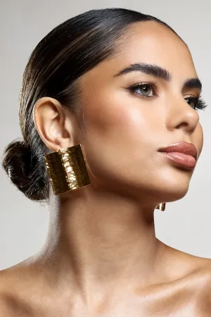 Serengeti | Gold Hammered Square Statement Earrings