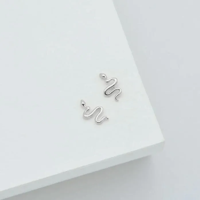 Serpent Stud Earrings - Silver