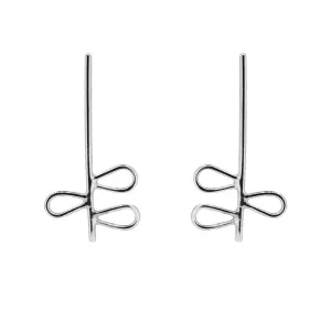 Silver Leafy Line Earrings