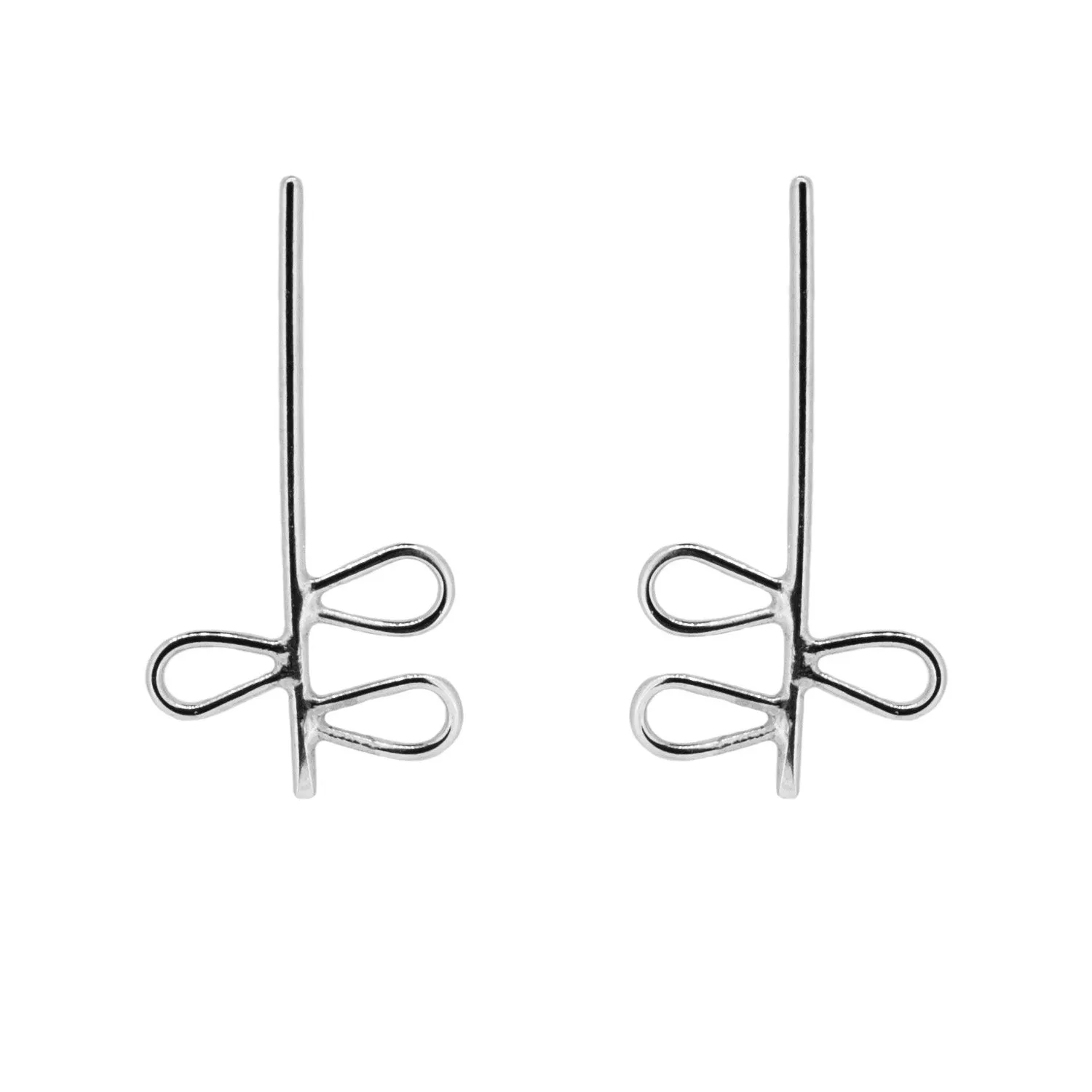 Silver Leafy Line Earrings