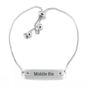 Silver Middle Sis Adjustable Bar Bracelet