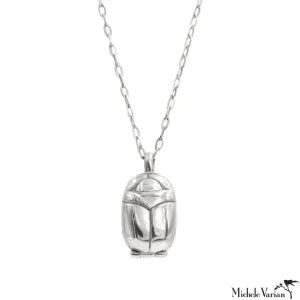 Silver Scarab Locket Necklace